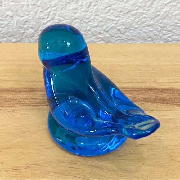 Handmade 2013 Leo Ward Signed Blue Bird of Happiness 2.5” Glass Figurine - Picture 3 of 11